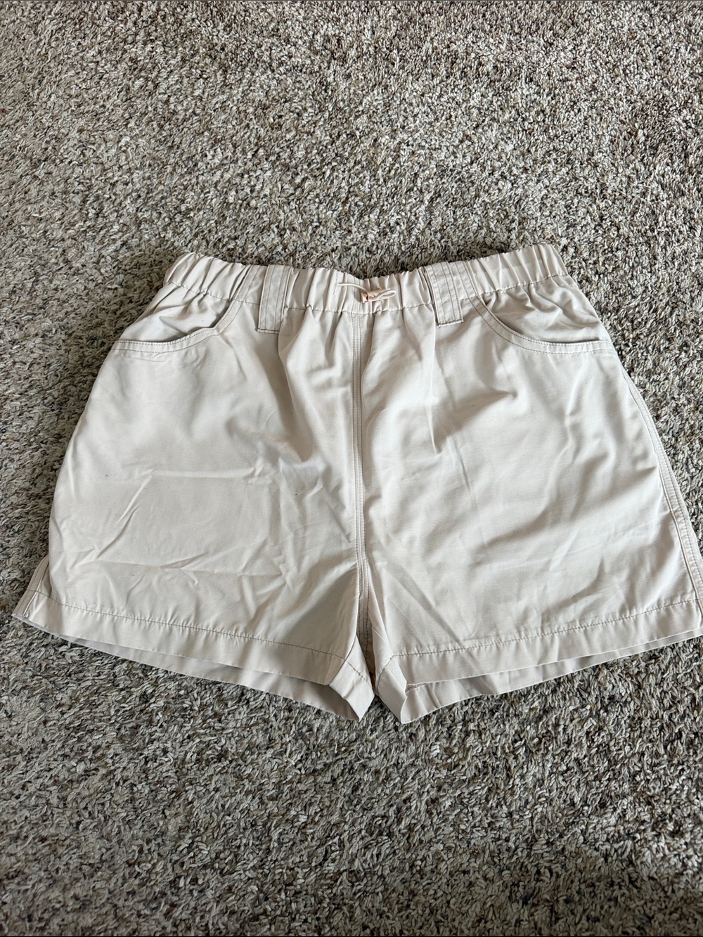 Women’s Casual Elastic-Waist Cream Shorts